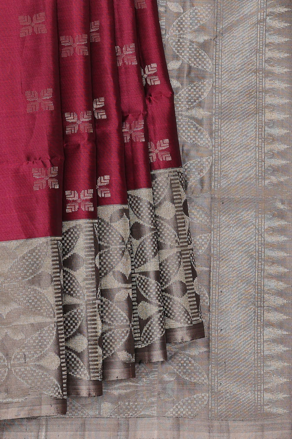 Image of Dark Red Silk Saree
